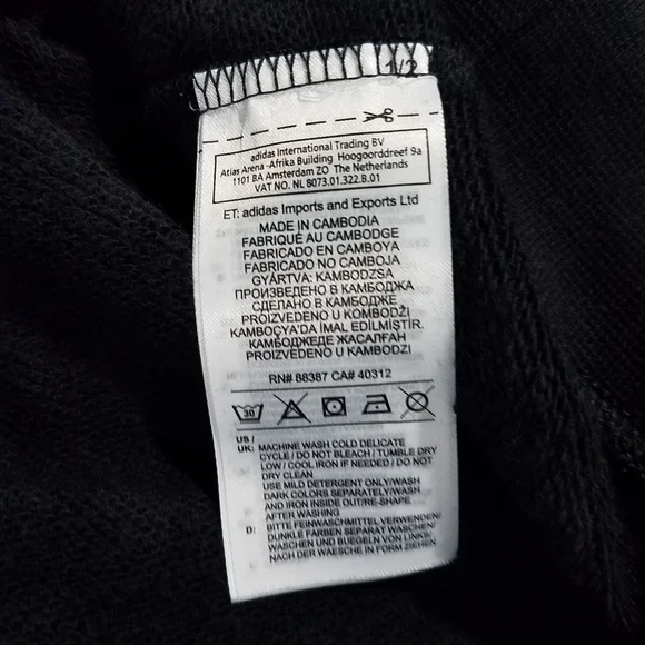 Adidas Cropped Hoodie CR4766 Black Noir Sweatshirt  Size XL NEW - Picture 7 of 11